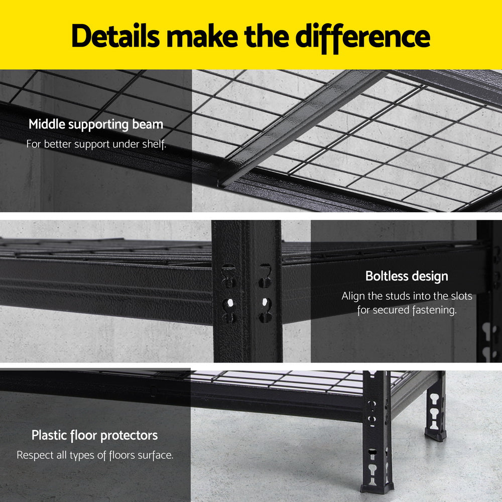 Garage Warehouse Shelving Rack 5 Tier 150kg Steel Black