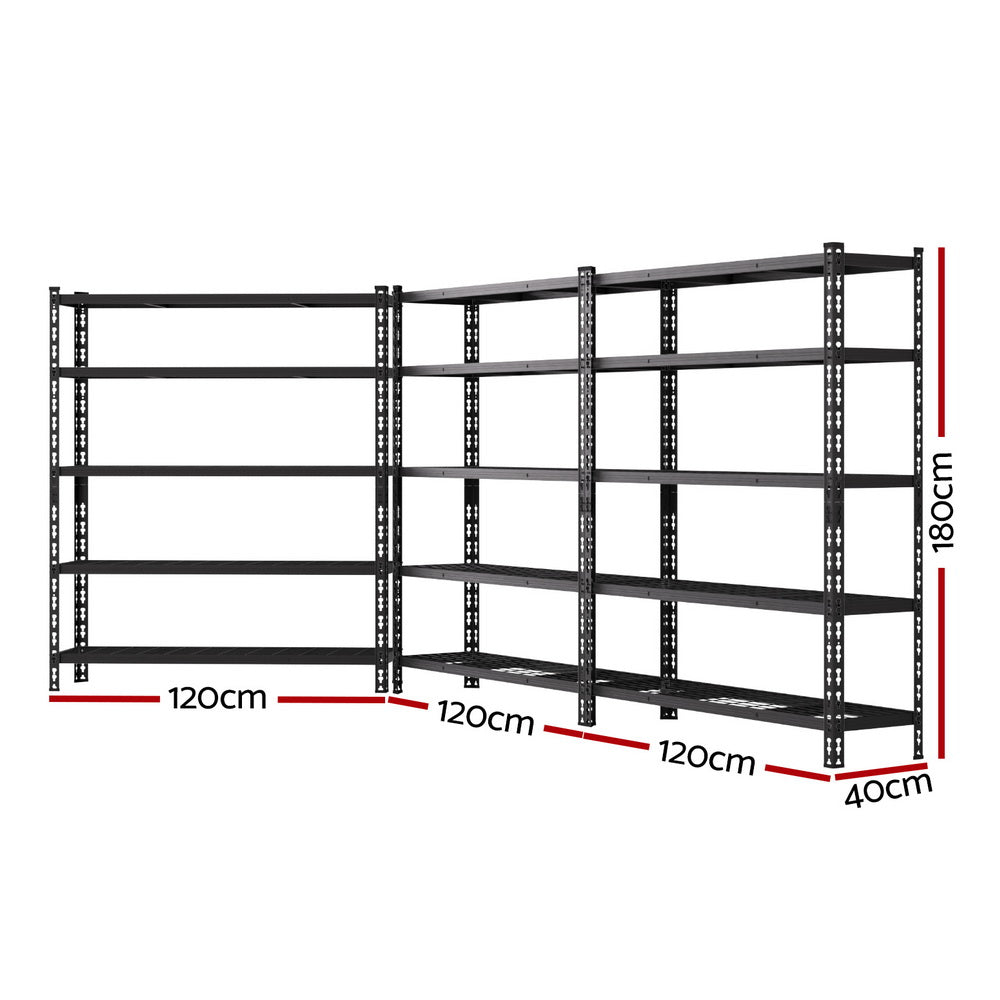 5 Tier Garage Shelving Storage Rack Set of 3 Black