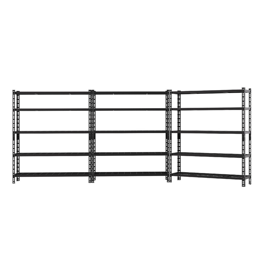 5 Tier Garage Shelving Storage Rack Set of 3 Black