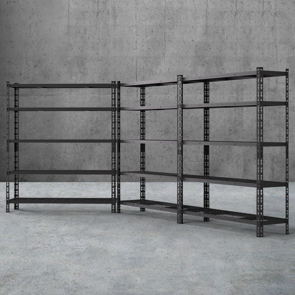 5 Tier Garage Shelving Storage Rack Set of 3 Black