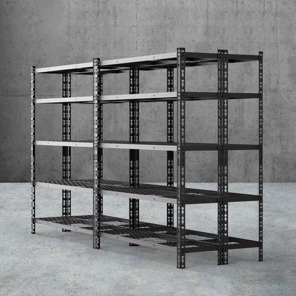 5 Tier Garage Shelving Storage Rack Set of 4 Black