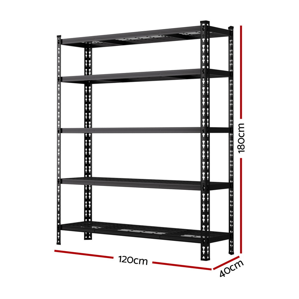 Garage shelving warehouse rack 5 tier steel in black