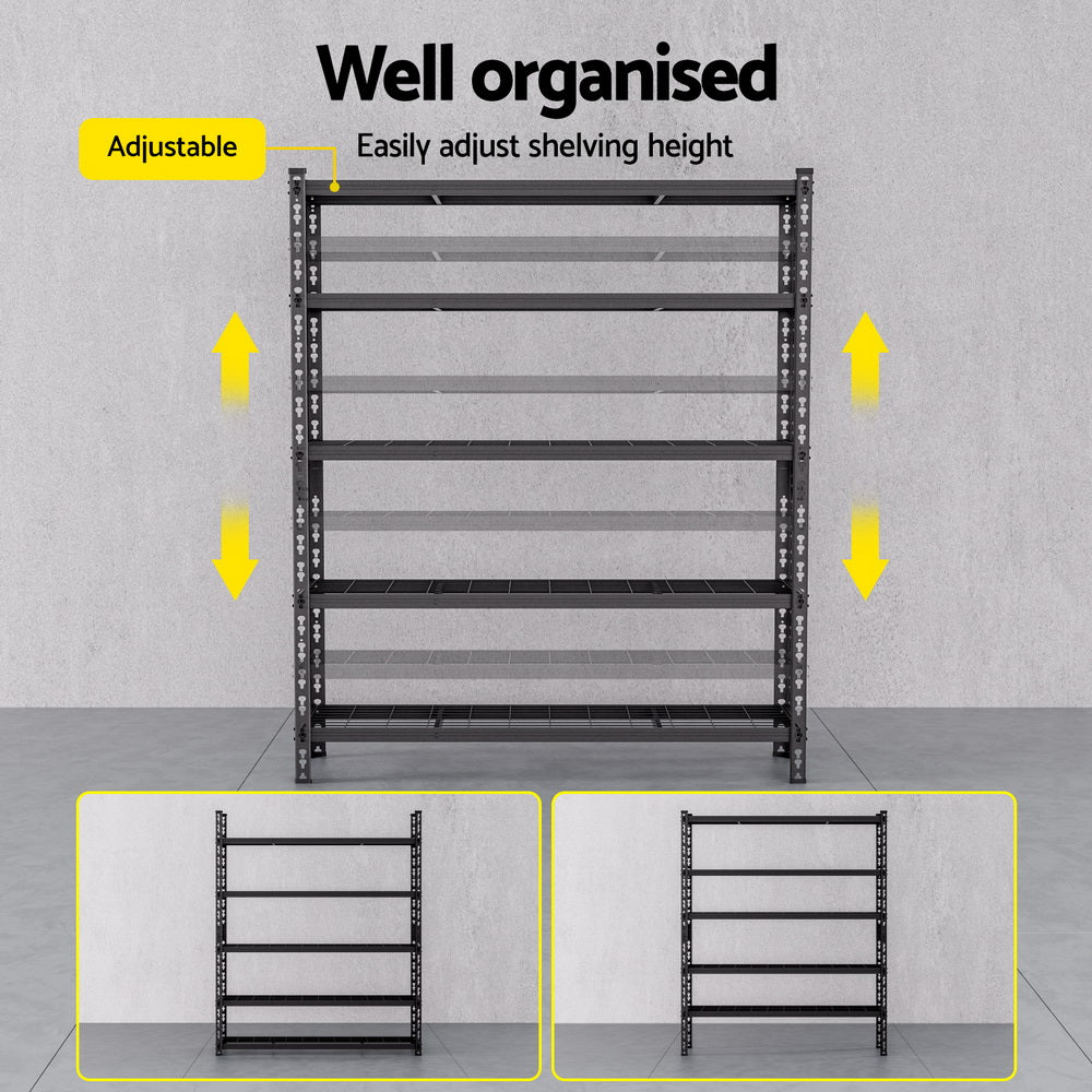 Garage shelving warehouse rack 5 tier steel in black