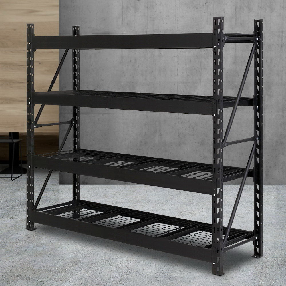 Garage Shelving Rack 4 Tier 2M x 0.6M x 2M Black