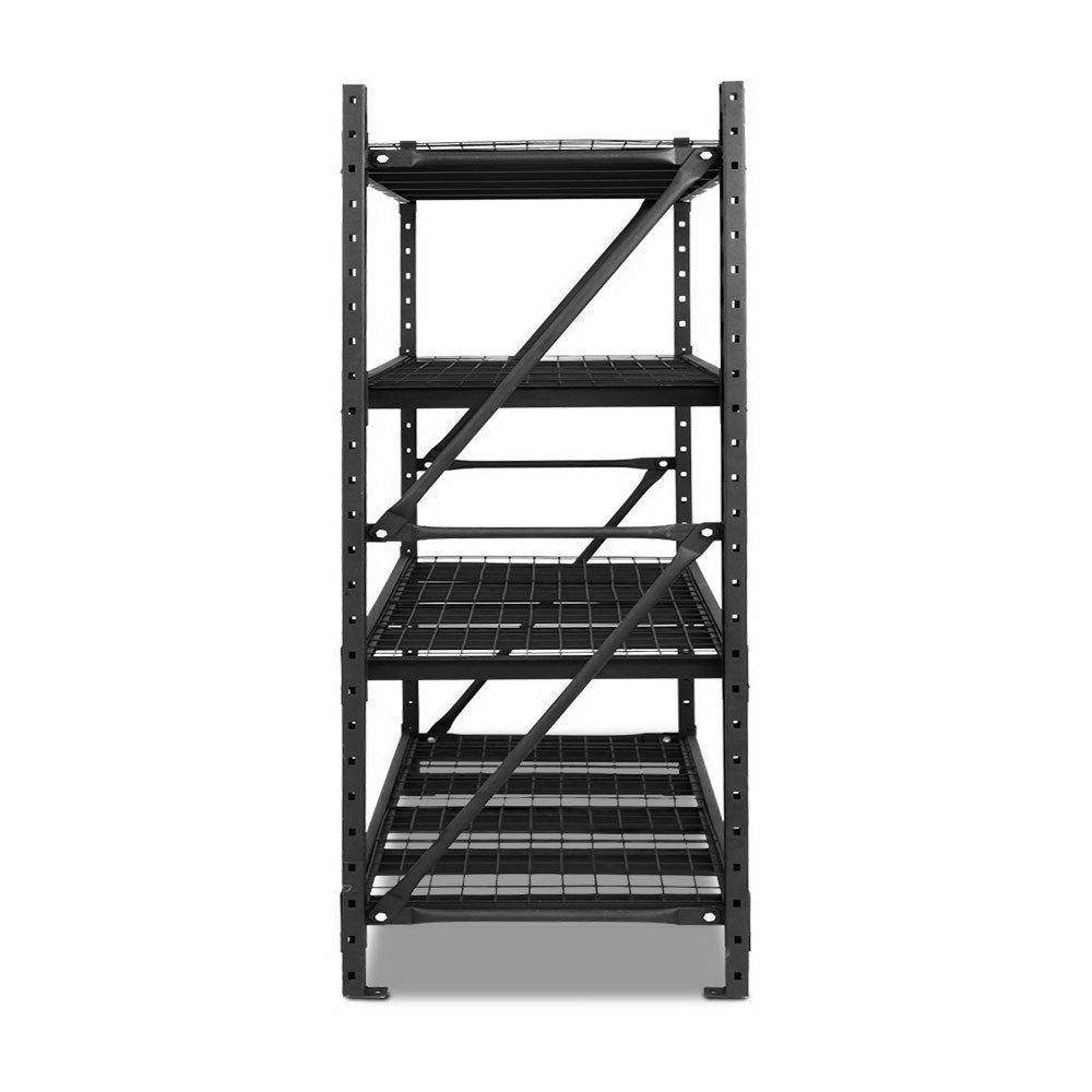 Garage Shelving Rack 4 Tier 2M x 0.6M x 2M Black