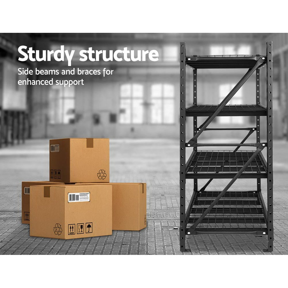 Garage Shelving Rack 4 Tier 2M x 0.6M x 2M Black