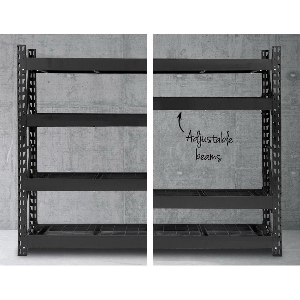 Garage Shelving Rack 4 Tier 2M x 0.6M x 2M Black