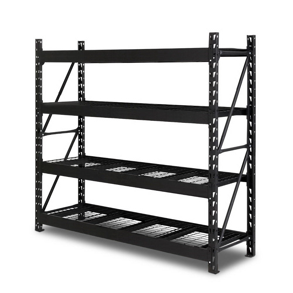 Garage Shelving Rack 4 Tier 2M x 0.6M x 2M Black