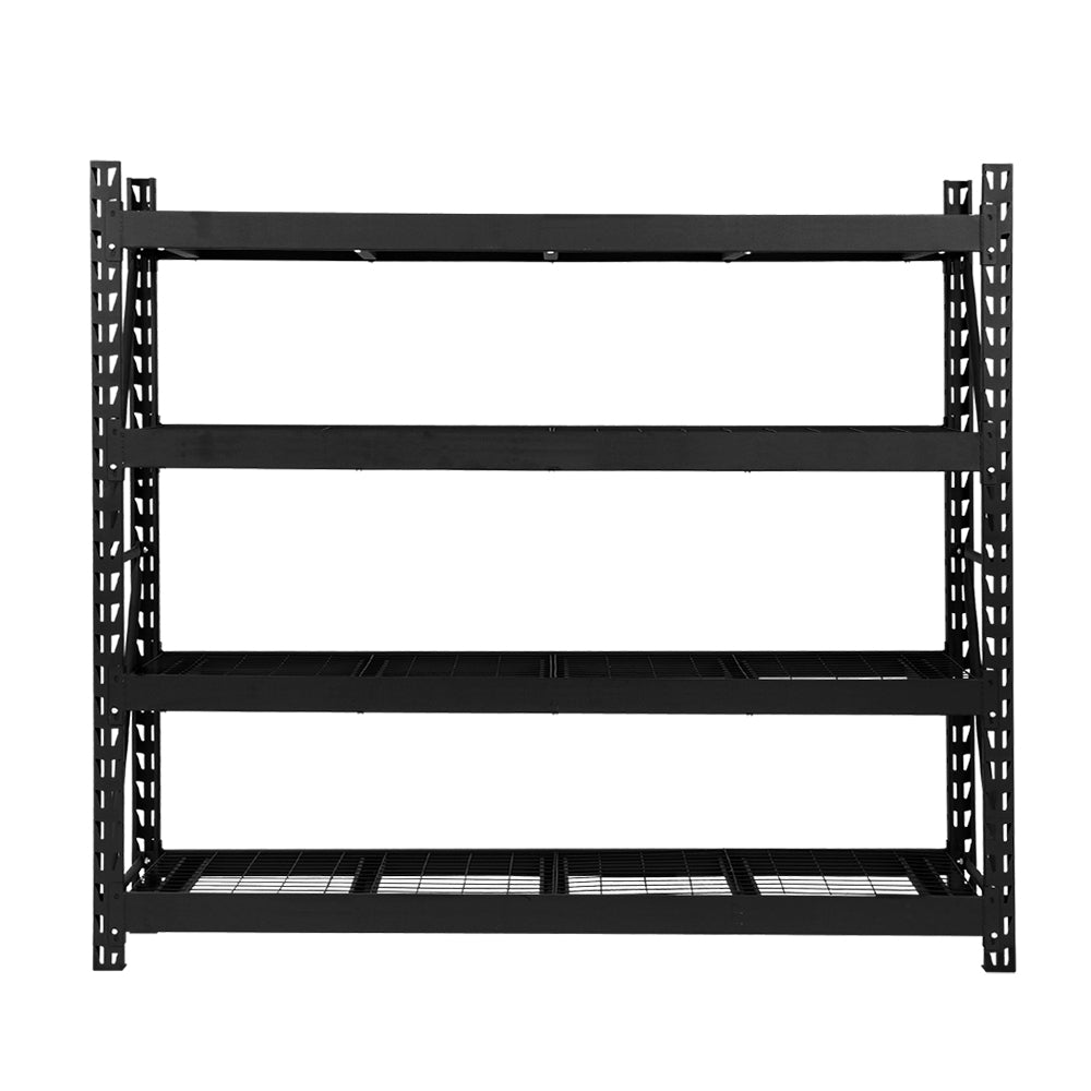 Garage Shelving Warehouse Rack, 2 Pack 4 Tier 2m Steel Black