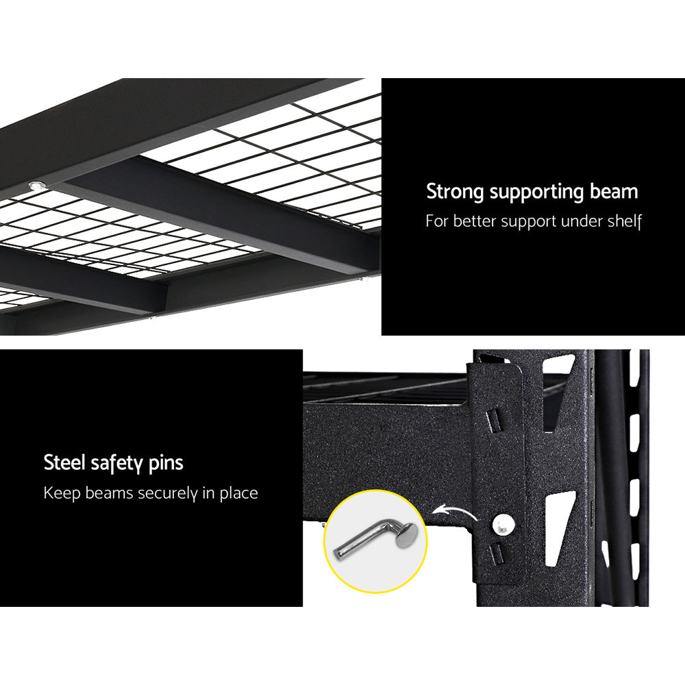 Garage Shelving Warehouse Rack, 2 Pack 4 Tier 2m Steel Black
