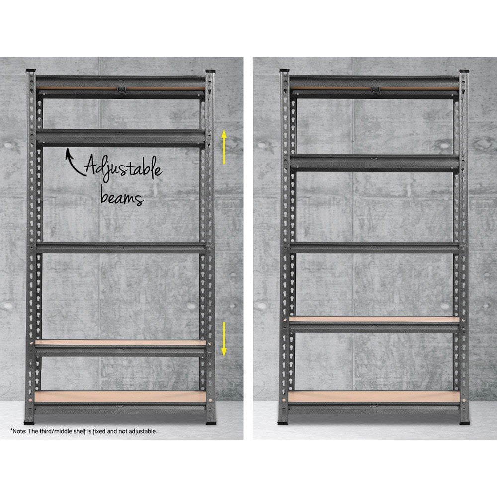 5 tier steel garage shelving rack in charcoal
