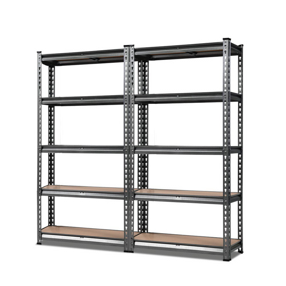 5 tier steel garage shelving rack 2 pack in charcoal