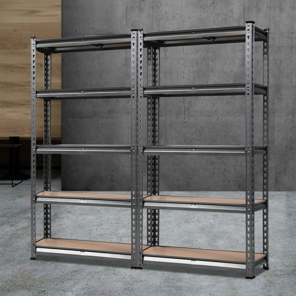 5 tier garage shelving rack 70 x 30 x 150 cm matte charcoal 2 pack