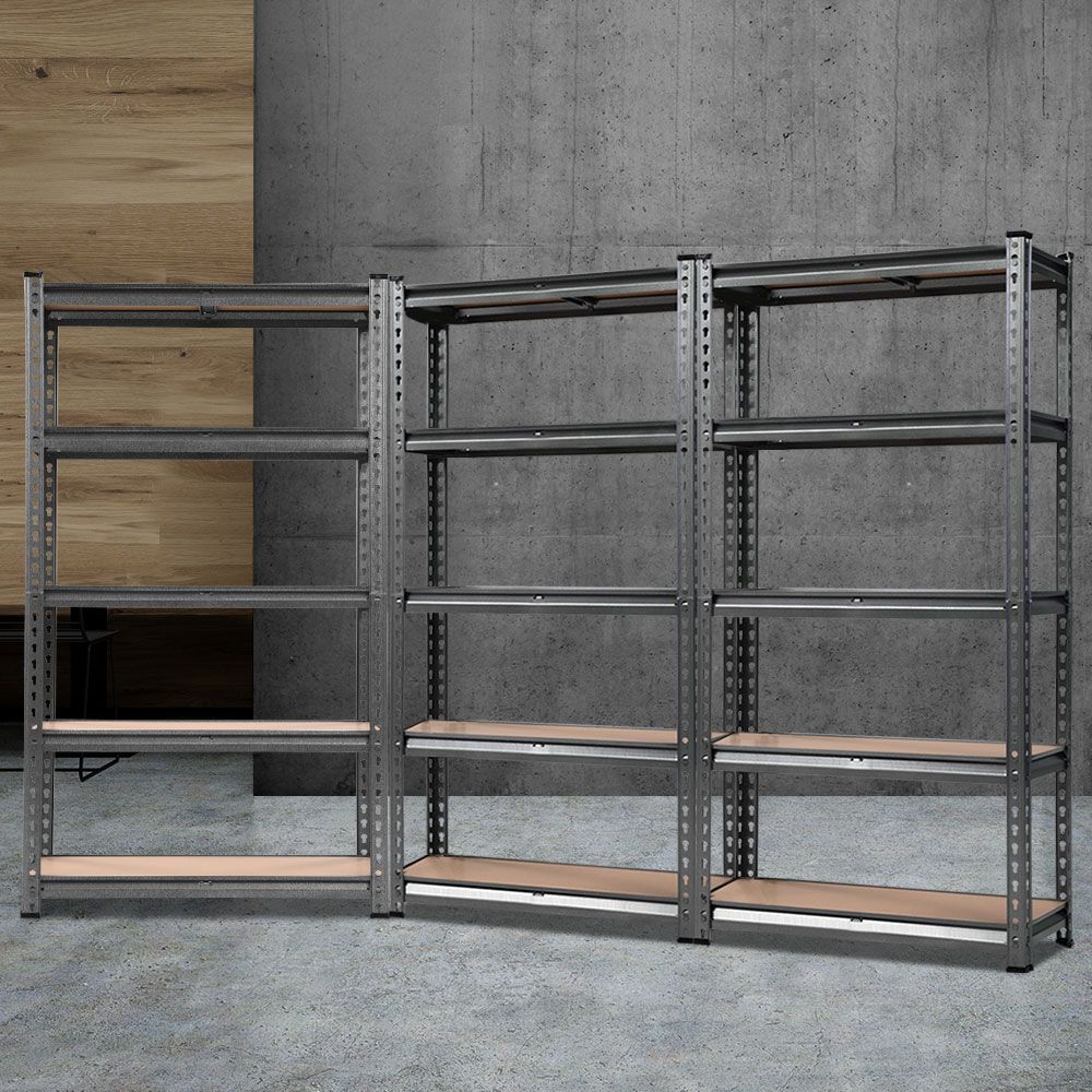 5 Tier Steel Storage Shelving Rack 3 Pack 70cm x 30cm x 150cm Charcoal