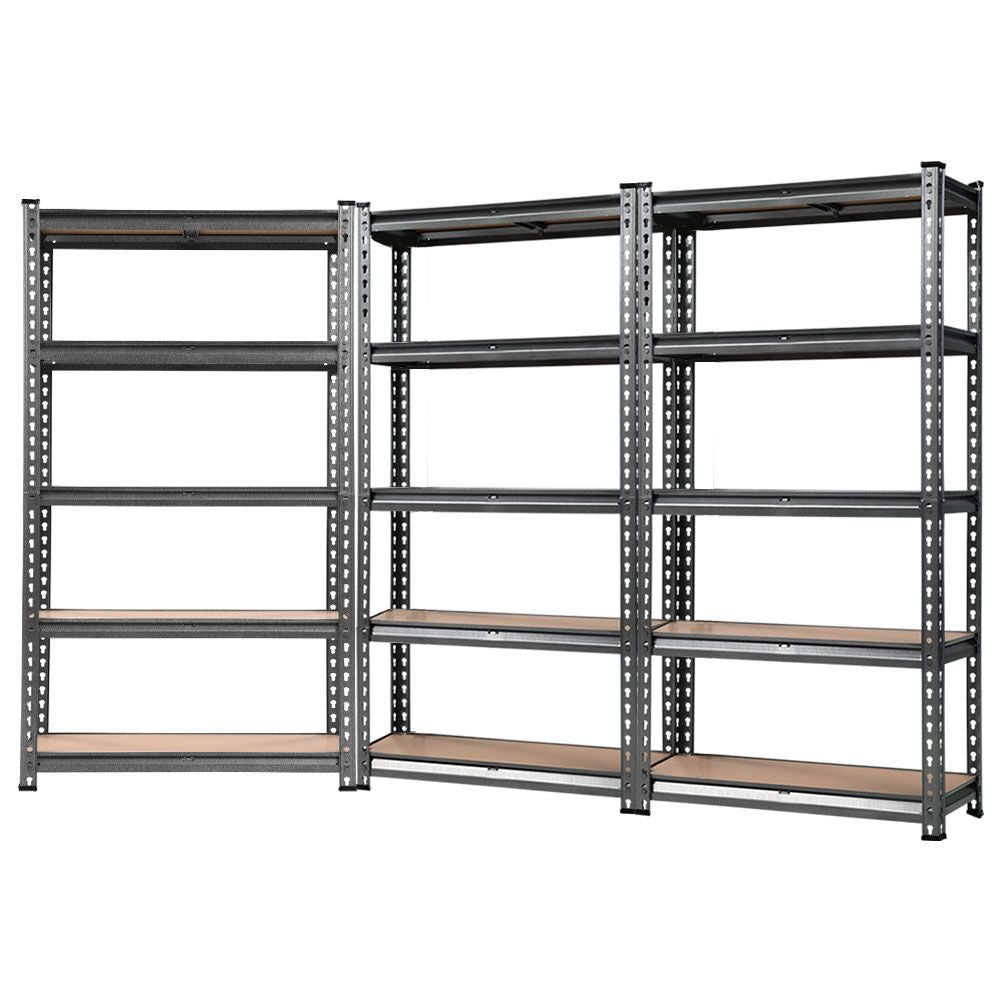 5 Tier Steel Storage Shelving Rack 3 Pack 70cm x 30cm x 150cm Charcoal