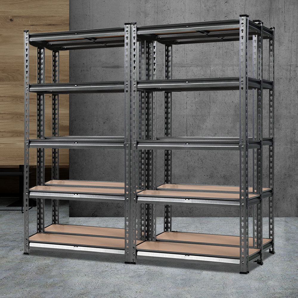 4 Pack 5 Tier Steel Storage Shelving Rack 70 x 30 x 150cm Charcoal - view 1