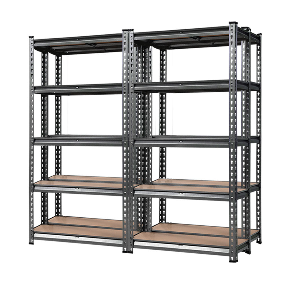4 Pack 5 Tier Steel Storage Shelving Rack 70 x 30 x 150cm Charcoal - view 8