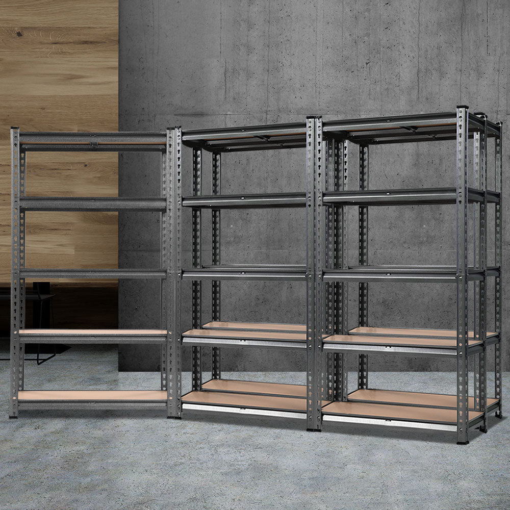 5 Pack 5 Tier Steel Storage Shelving Rack 70 x 30 x 150cm Charcoal - view 1