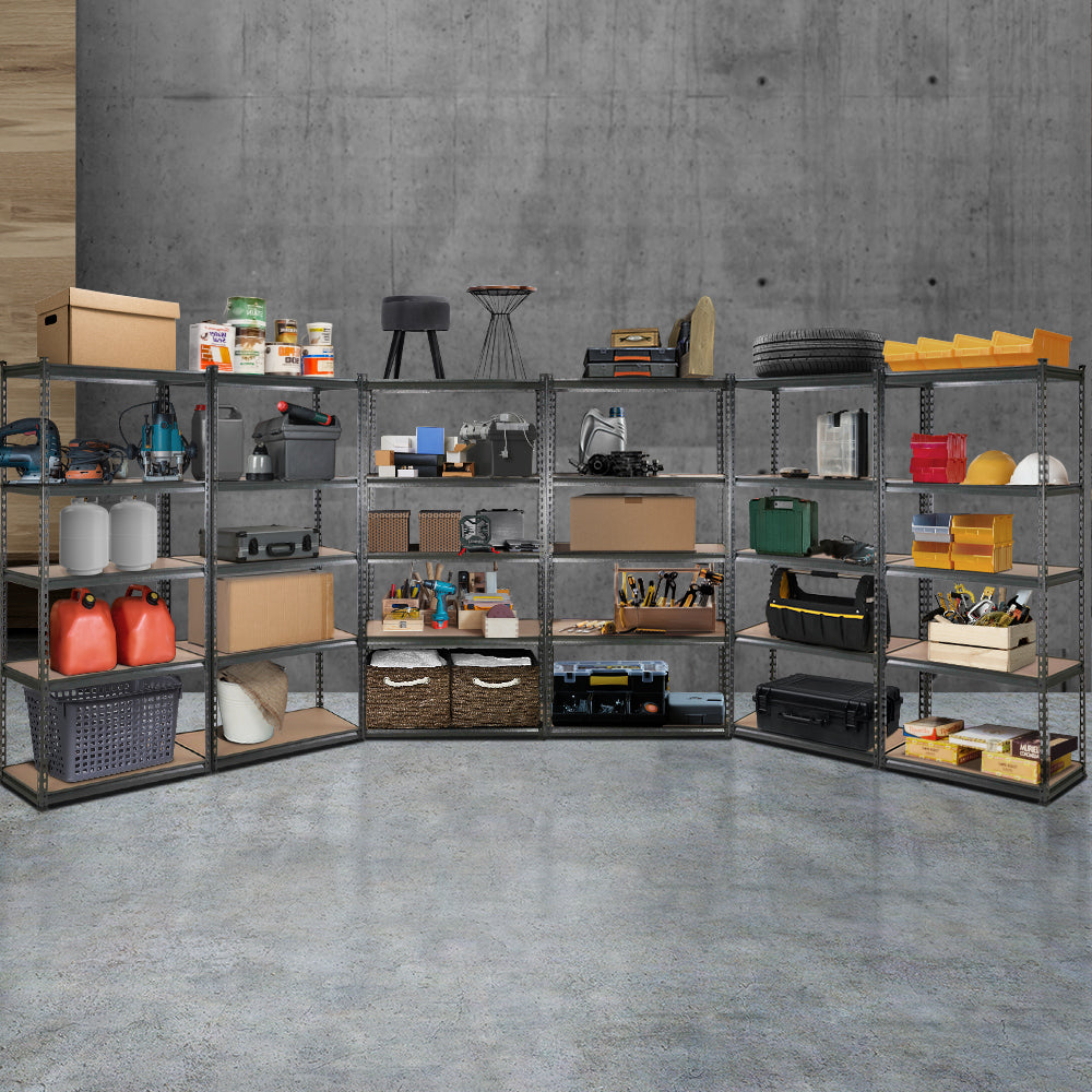 Garage Shelving Rack 6 Pack 5 Tier 70 x 30 x 150cm Charcoal