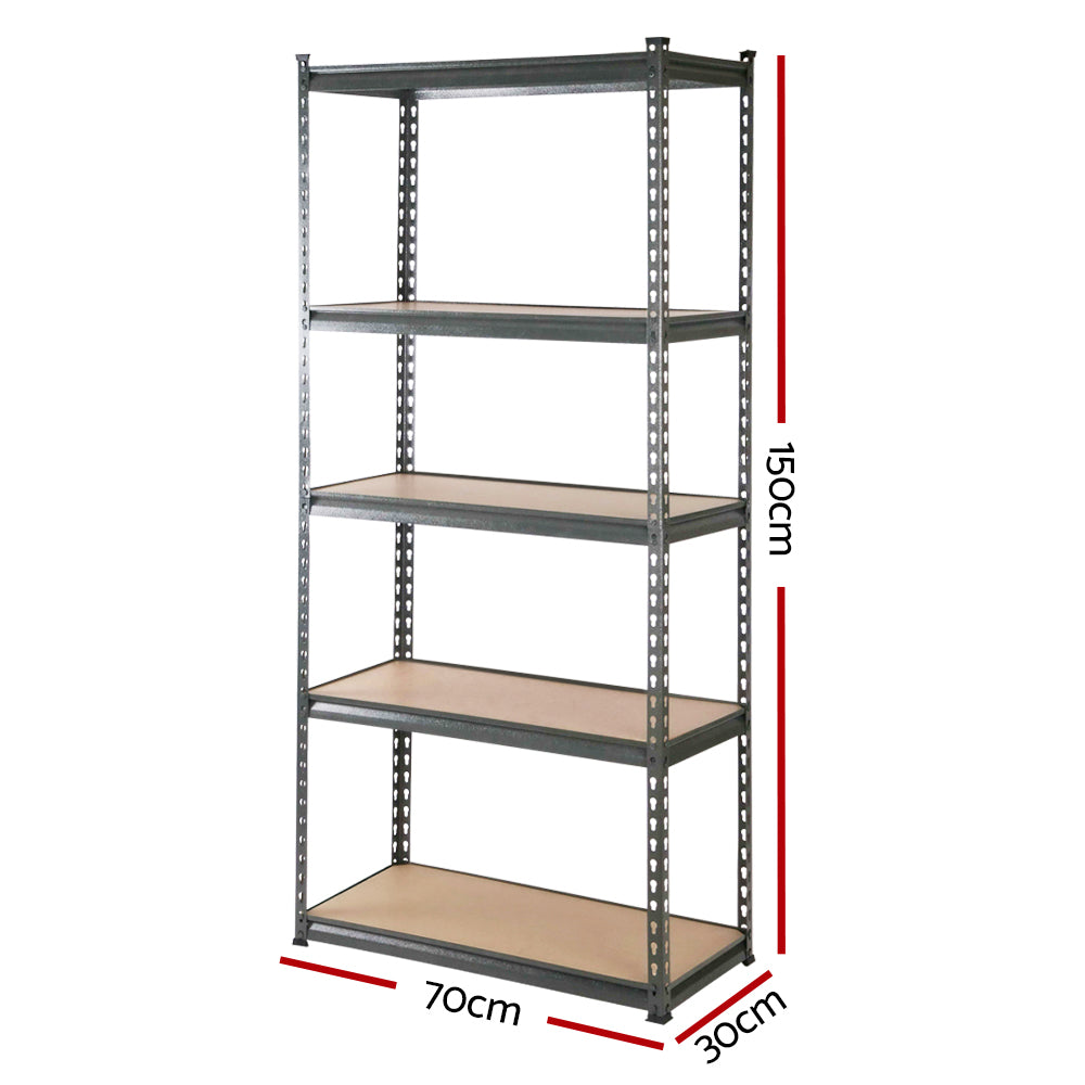 Garage Shelving Rack 6 Pack 5 Tier 70 x 30 x 150cm Charcoal