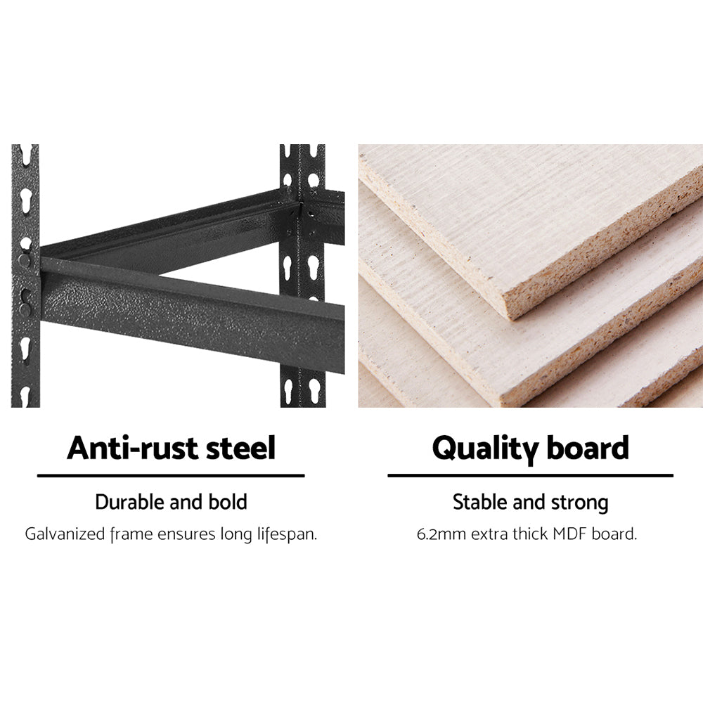 Garage Shelving Rack 6 Pack 5 Tier 70 x 30 x 150cm Charcoal