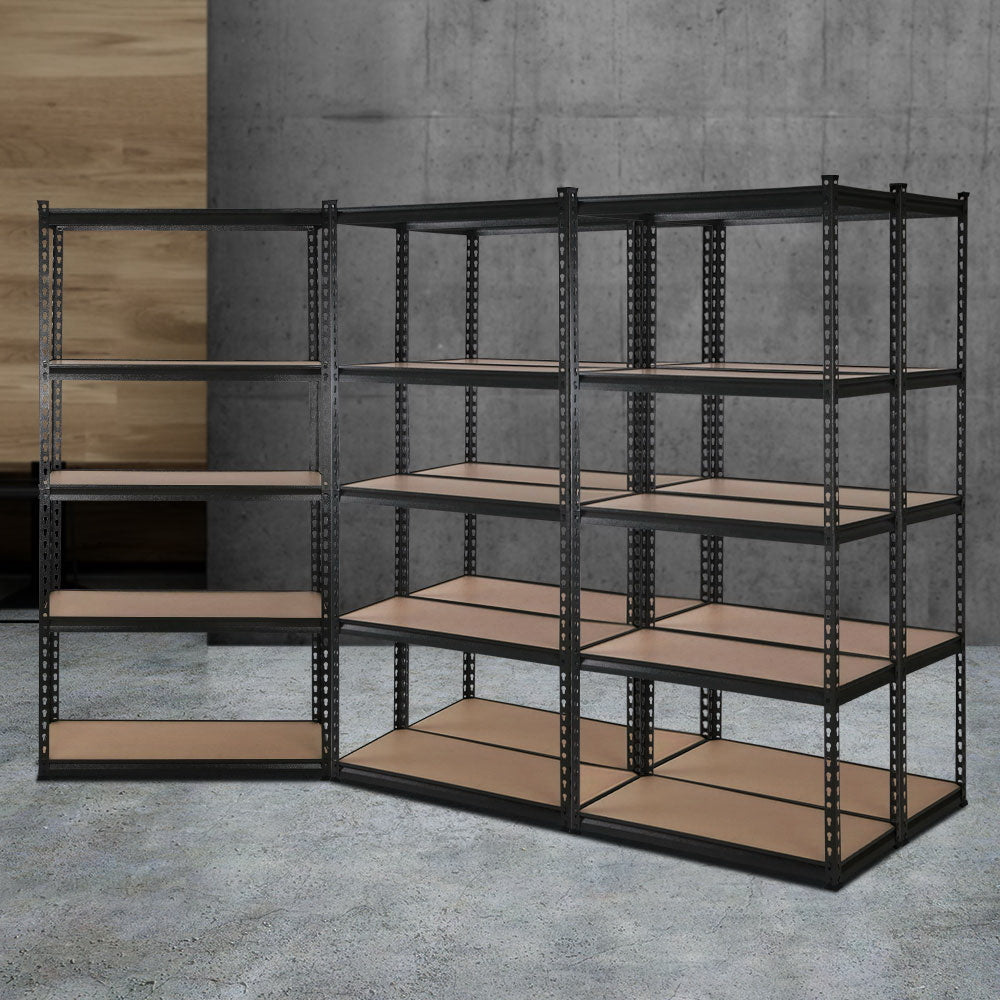 5 Pack Steel Garage Shelving Rack 1.8m 5 Tier Black