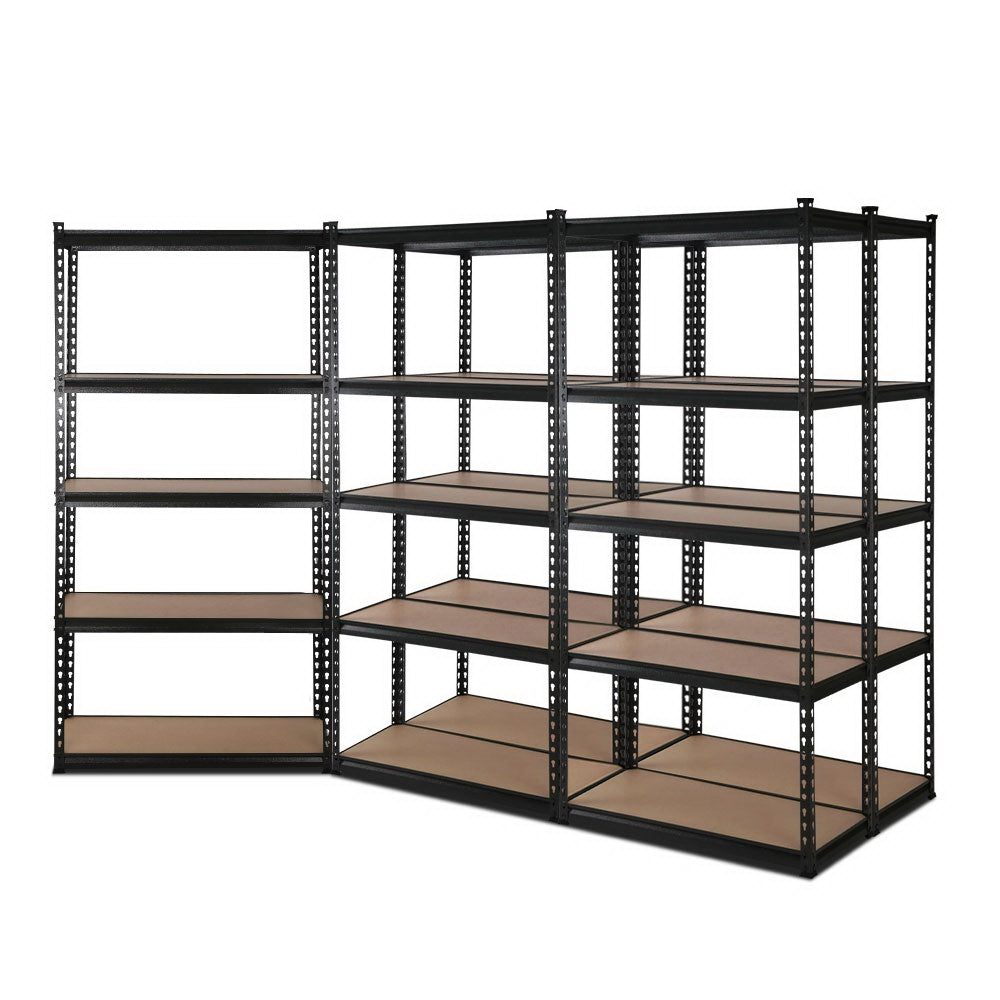 5 Pack Steel Garage Shelving Rack 1.8m 5 Tier Black