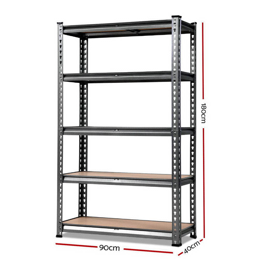 5 tier steel garage shelving rack in charcoal