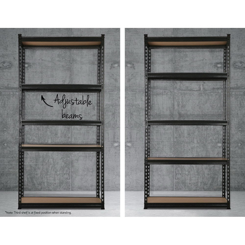 5 tier steel garage shelving rack in charcoal