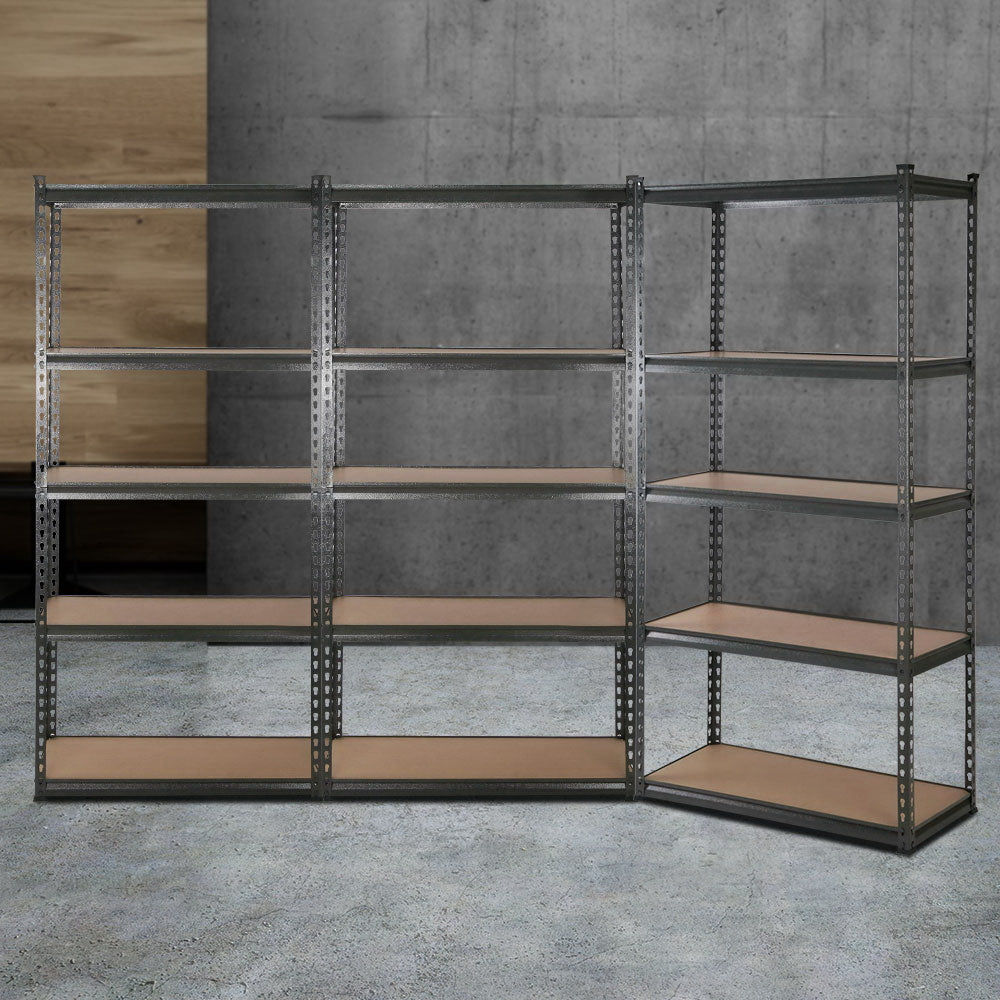 3 Pack 5 Tier Steel Storage Shelving Rack 90 x 40 x 180cm Charcoal - view 1
