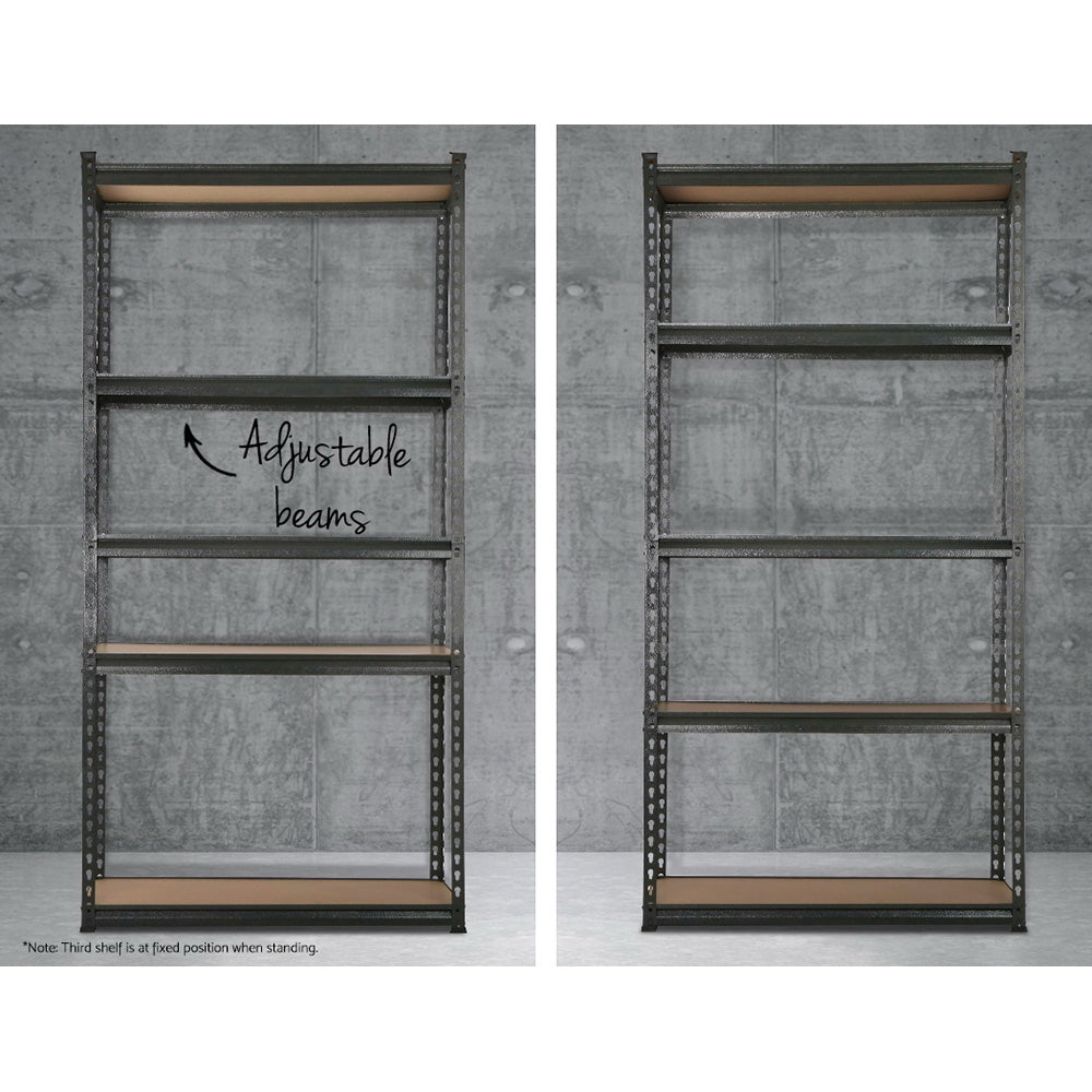 3 Pack 5 Tier Steel Storage Shelving Rack 90 x 40 x 180cm Charcoal - view 5