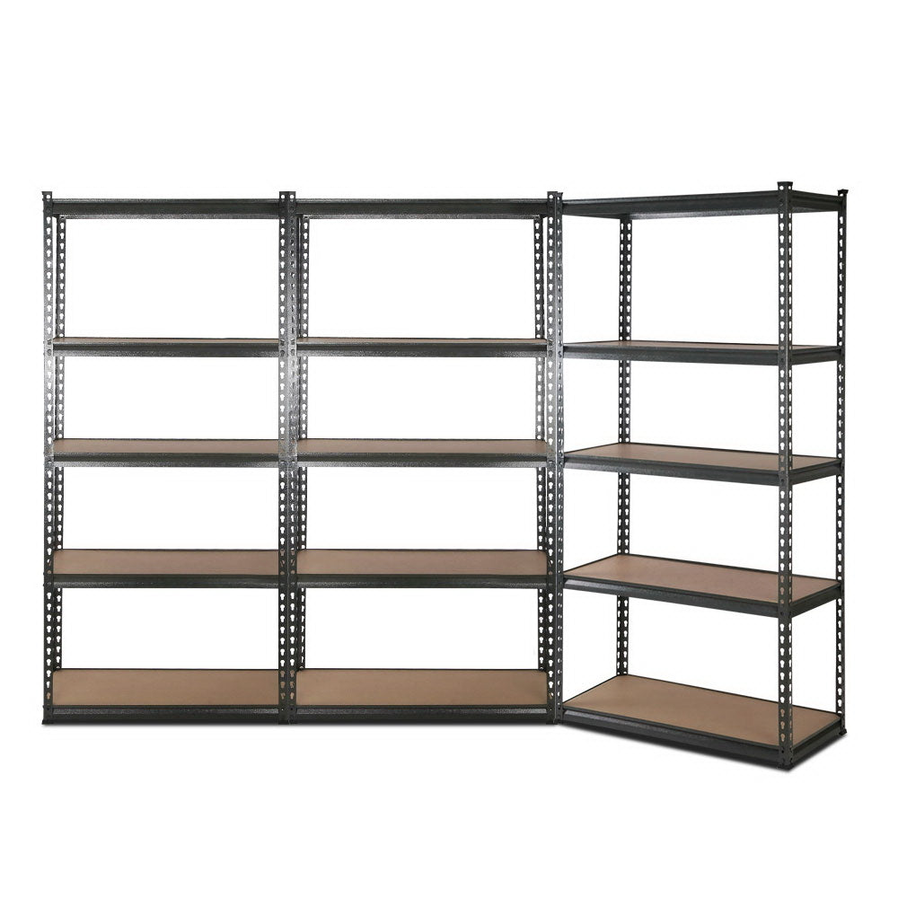 3 Pack 5 Tier Steel Storage Shelving Rack 90 x 40 x 180cm Charcoal - view 7