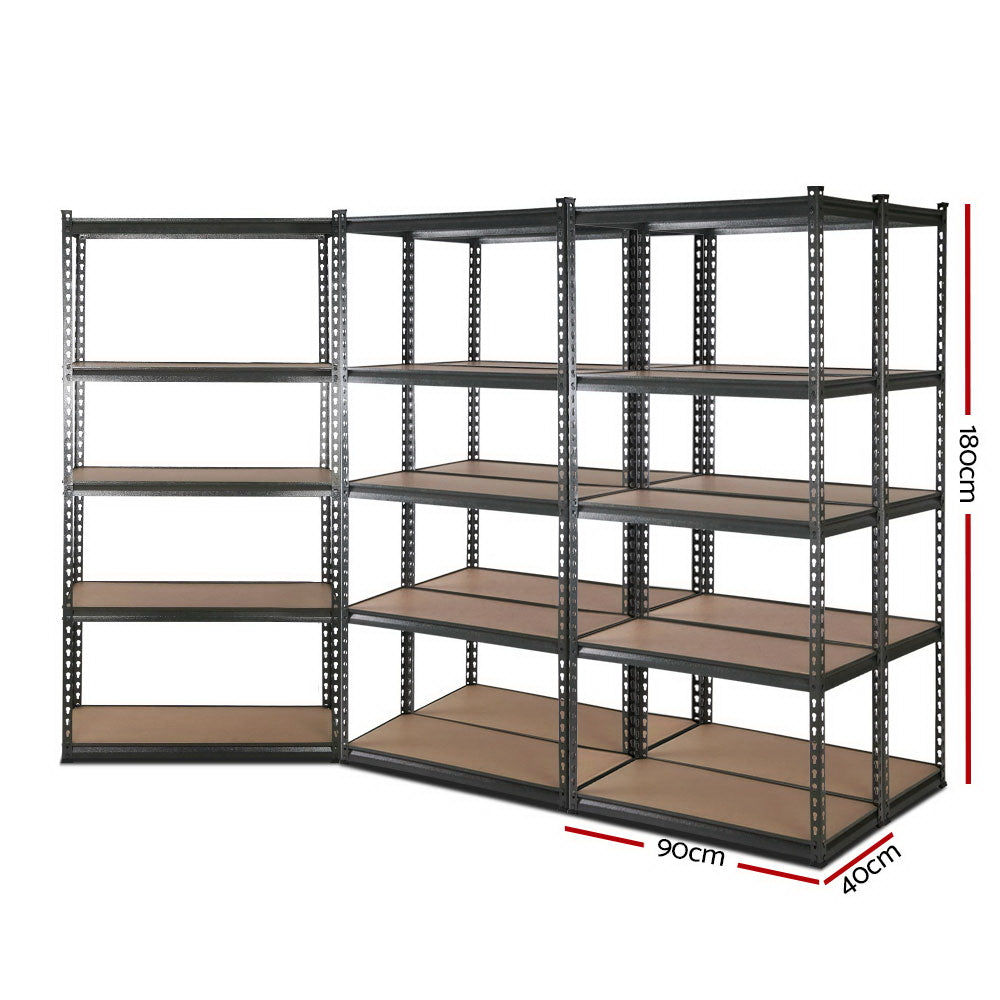 Garage Shelving Rack 5 Pack 5 Tier 90 x 40 x 180cm Charcoal