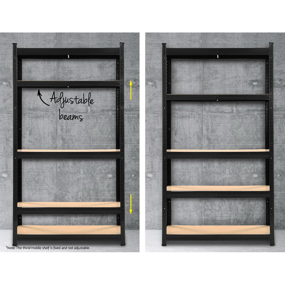 5 tier steel garage shelving rack in black