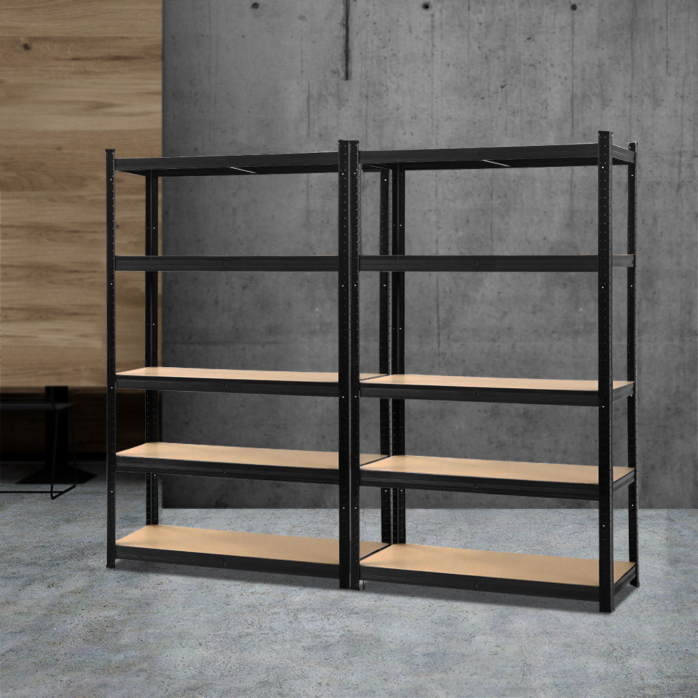 5 tier steel garage shelving rack 2 pack in black