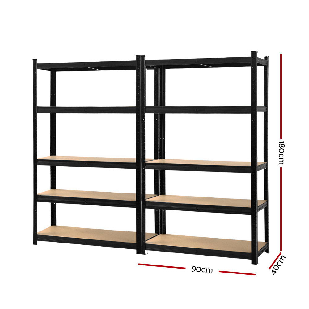 5 tier steel garage shelving rack 2 pack in black