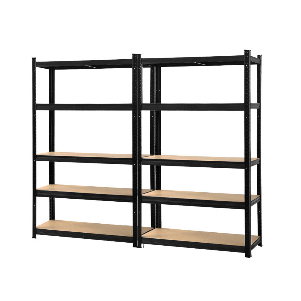 5 tier steel garage shelving rack 2 pack in black