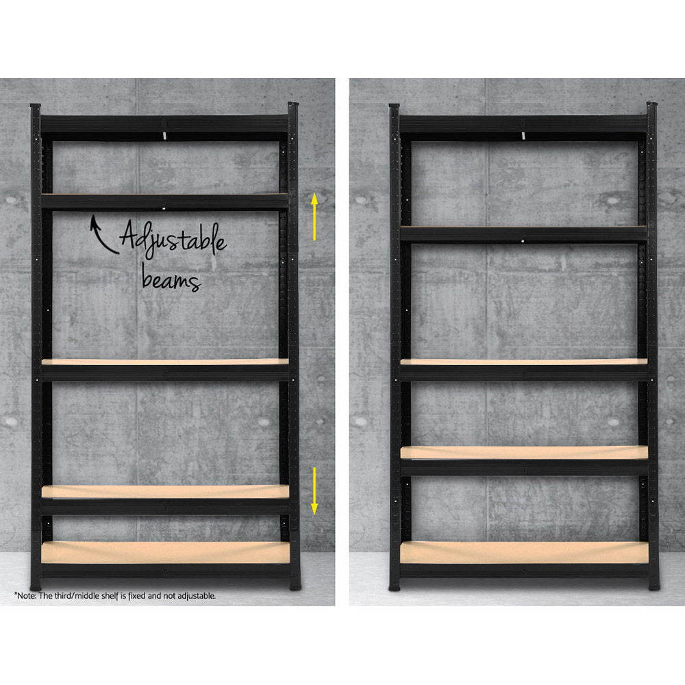 5 Tier Steel Storage Shelving Rack 3 Pack 90cm x 40cm x 180cm Black