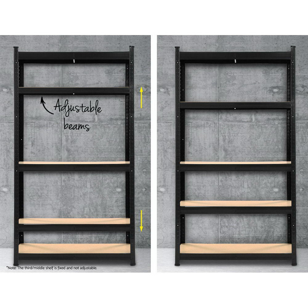 Garage Shelving Rack 5 Pack 5 Tier 90 x 40 x 180cm Black