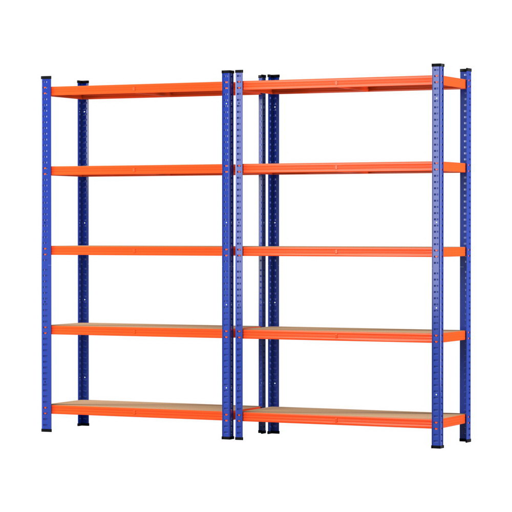 5 tier garage shelving rack 90 x 40 x 180 cm orange and blue 2 pack