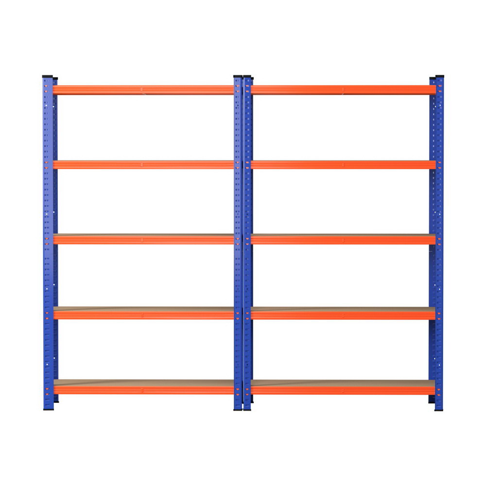 5 tier garage shelving rack 90 x 40 x 180 cm orange and blue 2 pack