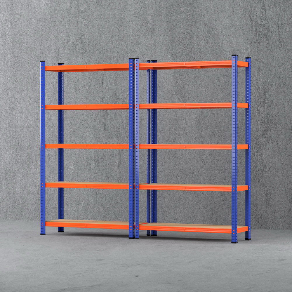 5 tier garage shelving rack 90 x 40 x 180 cm orange and blue 2 pack
