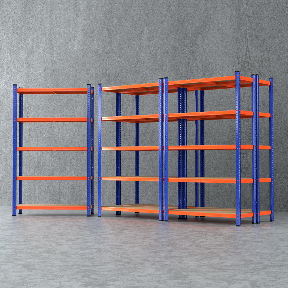 5 Tier Garage Shelving Storage Rack Set of 5 Orange and Blue