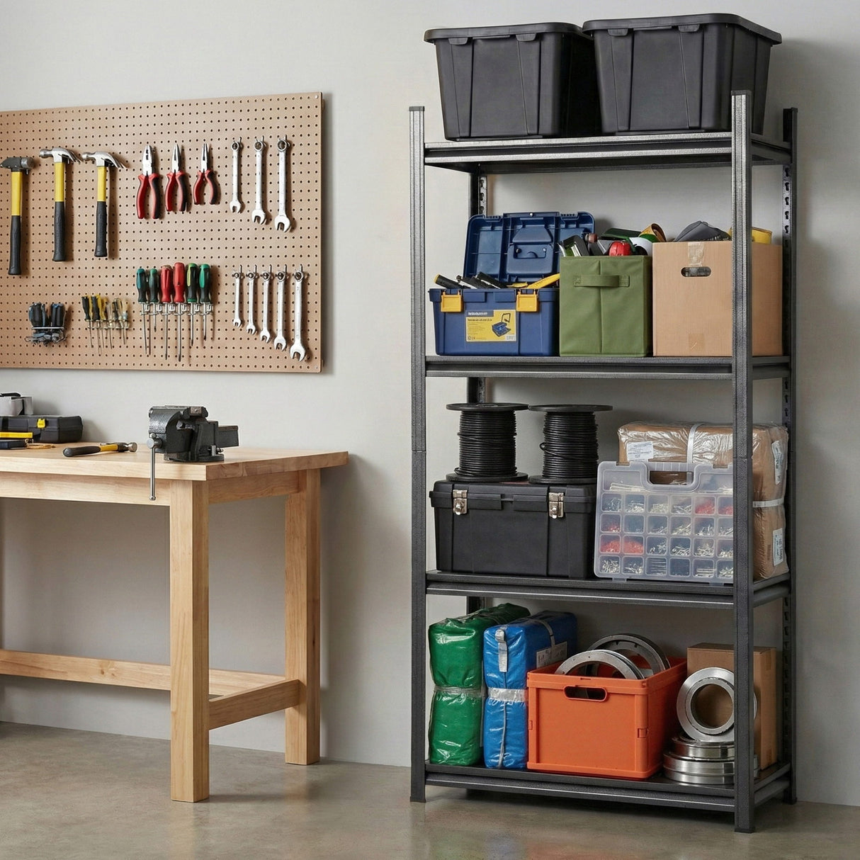 4 tier steel garage shelving unit 90 x 40 x 180 cm black
