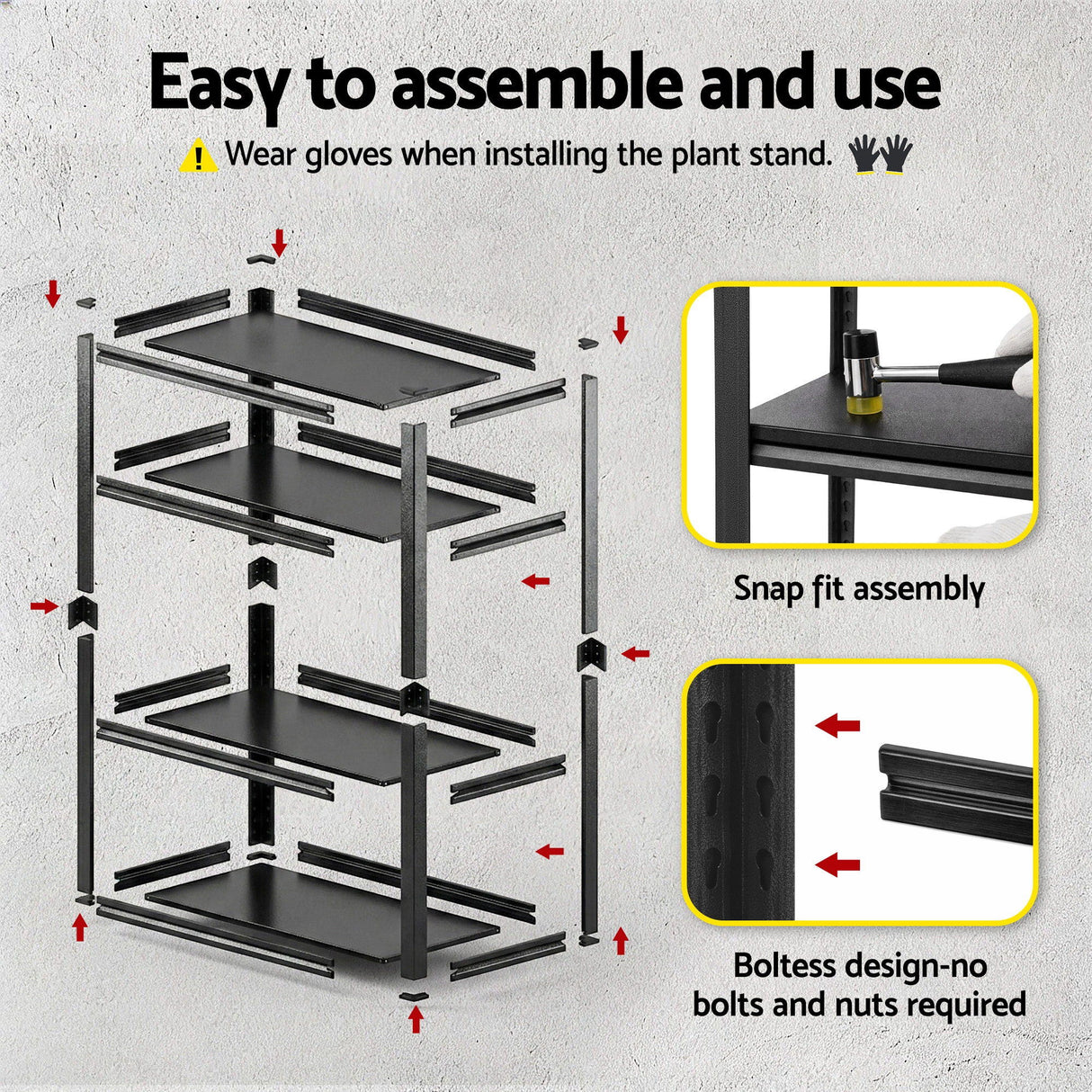 4 tier steel garage shelving unit 90 x 40 x 180 cm black