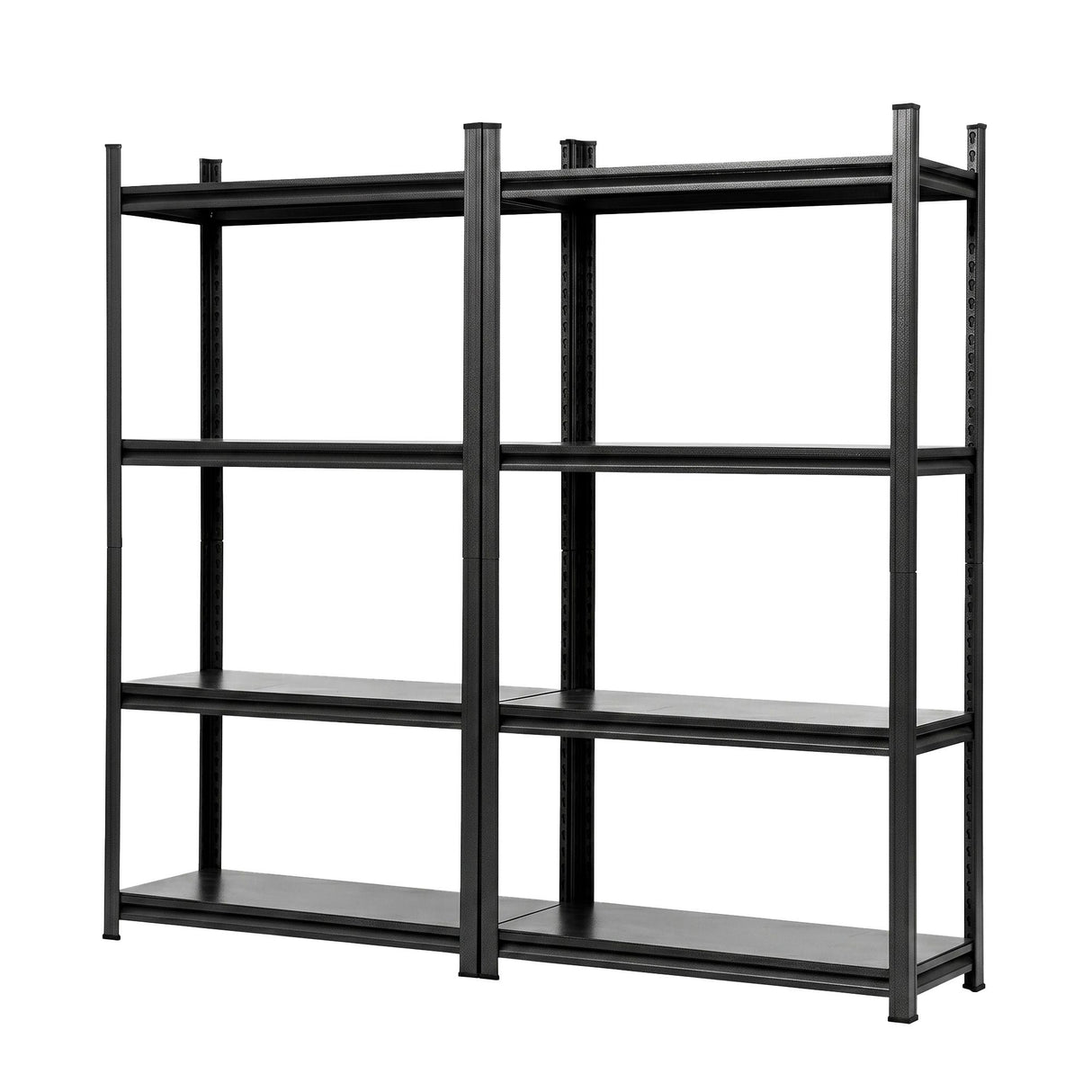 2 Pack 4 Tier Steel Garage Shelving Rack 1.8m Black