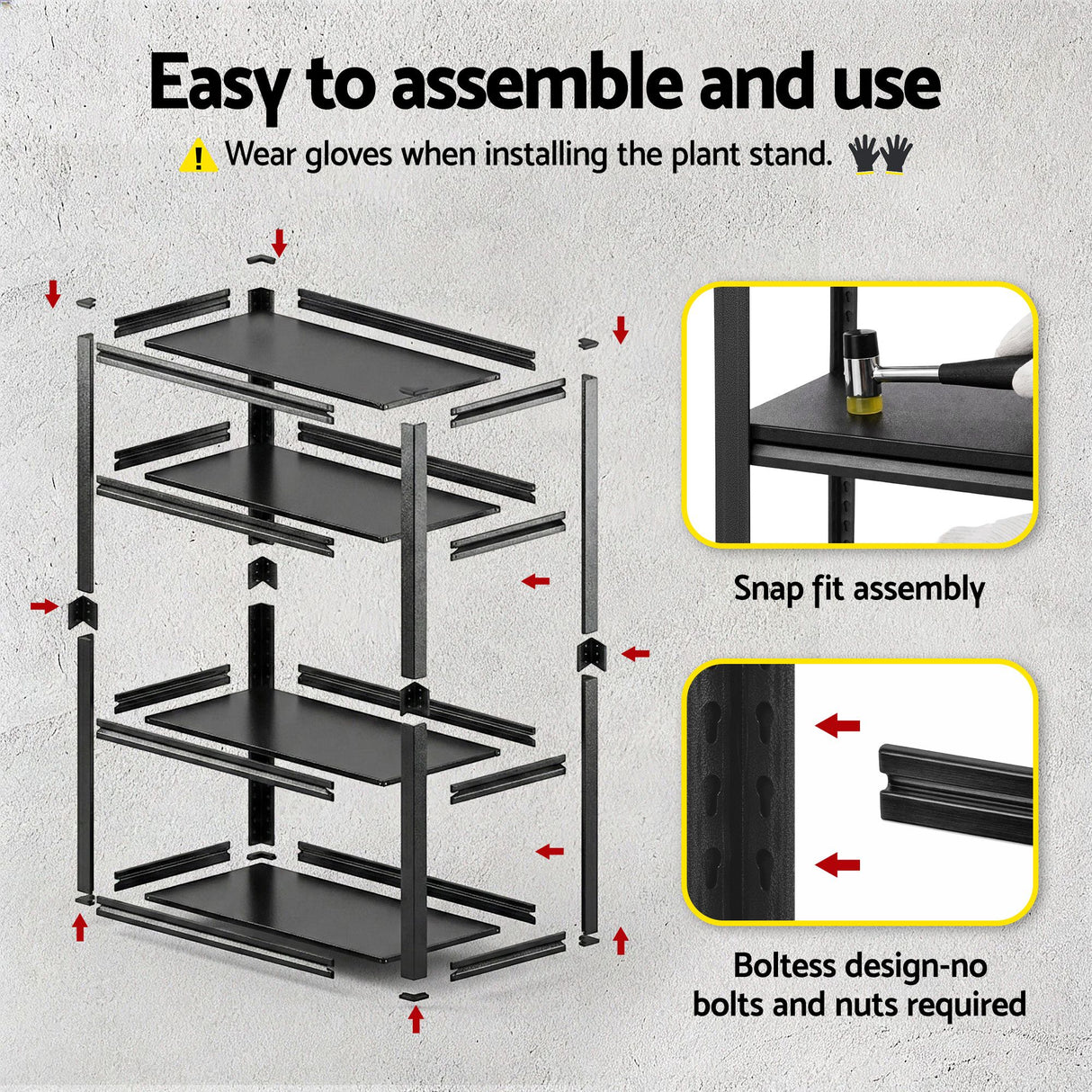 2 Pack 4 Tier Steel Garage Shelving Rack 1.8m Black