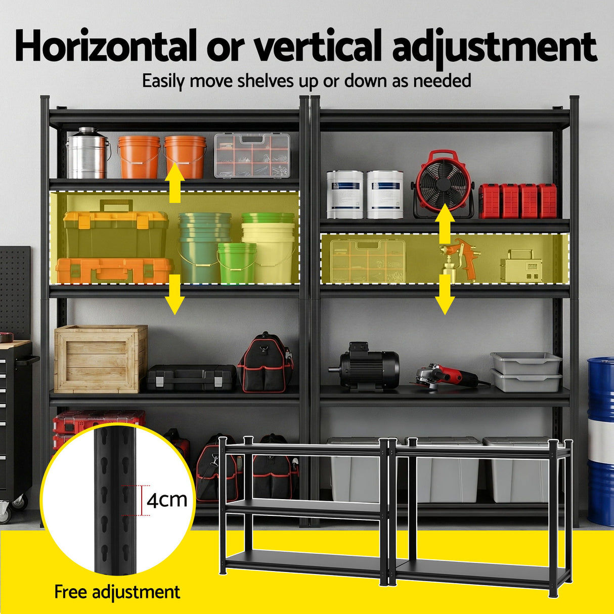 5 tier steel garage shelving unit 120 x 50 x 183 cm black