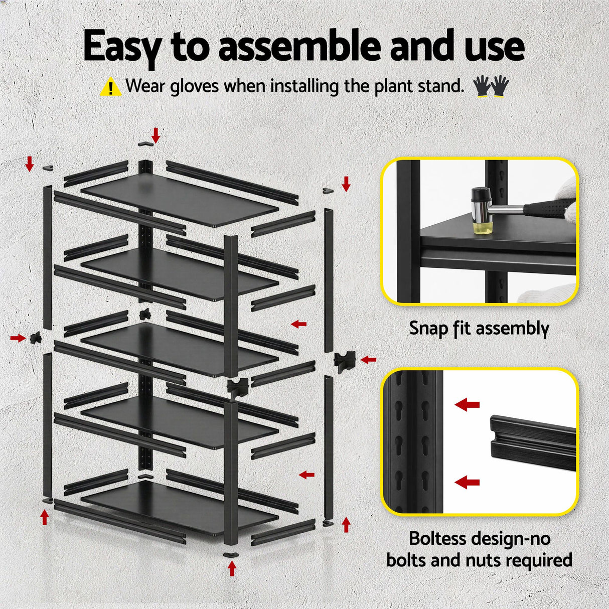 Garage Shelving Warehouse Rack, 2.4m x 1.8m 5 Tier Steel Black