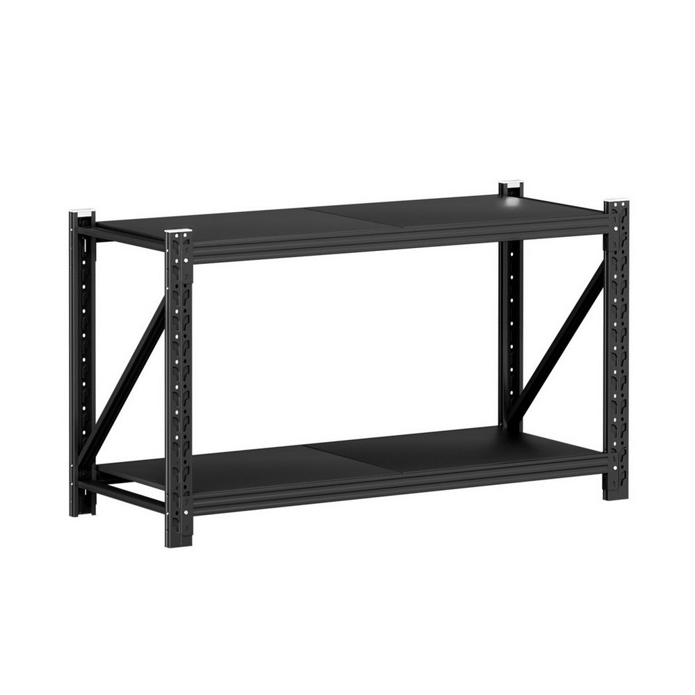 2 Tier Steel Garage Shelving Rack 1.5m x 0.9m Black